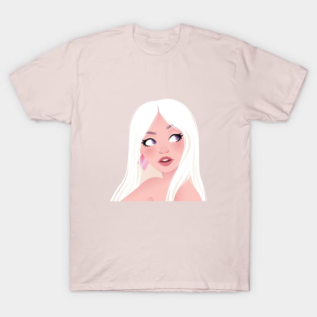 White Haired Girl T-Shirt by Elysart